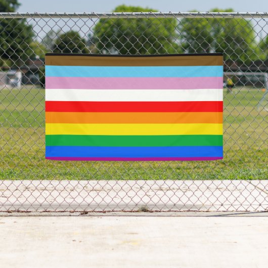 LGBTQ+ プログレスフラッグ ストライプ 横断幕 (インサイチュ)