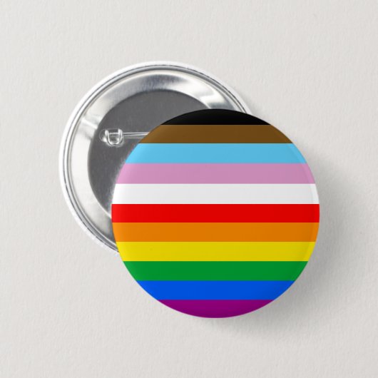 LGBTQ+ プログレスフラッグ ストライプ 缶バッジ (正面&裏面)