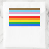 LGBTQ+ プログレスフラッグ ストライプ 長方形シール (バッグ)