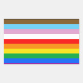 LGBTQ+ プログレスフラッグ ストライプ 長方形シール (正面)