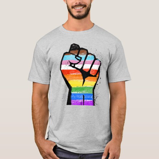 LGBTQ プログレスプライドの拳 Tシャツ (正面)