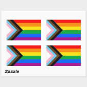 LGBTQ+プログレスプライド国旗 長方形シール (シート)