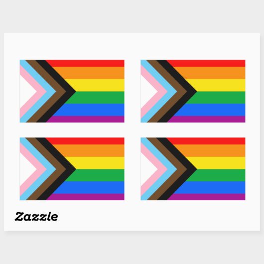 LGBTQ+プログレスプライド国旗 長方形シール (シート)