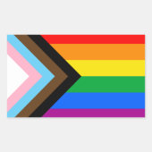 LGBTQ+プログレスプライド国旗 長方形シール (正面)