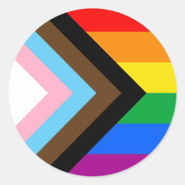 LGBTQ+ プログレス・プライド・フラッグ ラウンドシール