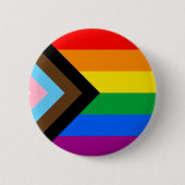 LGBTQ+ プログレス プライド フラッグ 缶バッジ (正面)