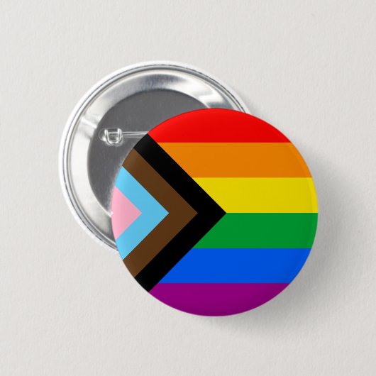 LGBTQ+ プログレス プライド フラッグ 缶バッジ (正面&裏面)