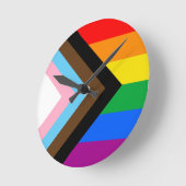 LGBTQ+ プログレス プライド ラウンド壁時計 (傾斜)