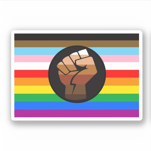 LGBTQ+ プログレスPOCプライド旗 シール (正面)