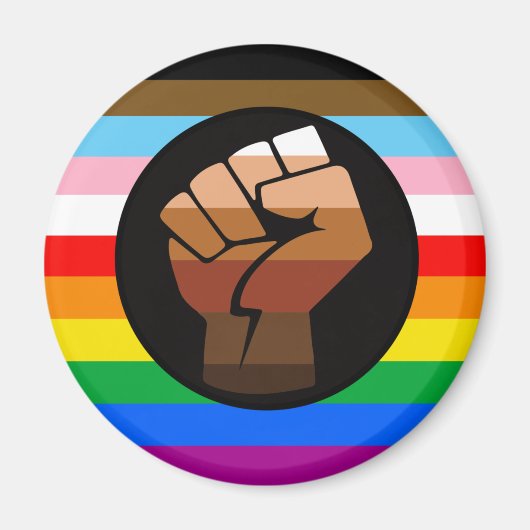 LGBTQ+ プログレスPOCプライド旗 マグネット (正面)