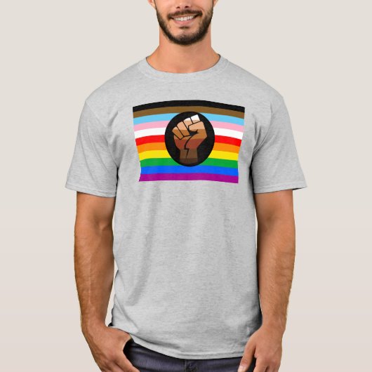LGBTQ+ プログレスPOCプライド旗 Tシャツ (正面)