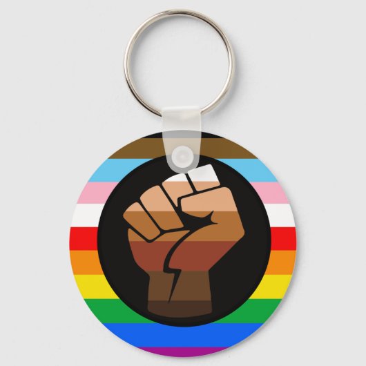 LGBTQ+プログレスPOCプライド国旗 キーホルダー (正面)