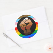 LGBTQ+プログレスPOCプライド国旗 ラウンドシール (封筒)