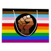LGBTQ+プログレスPOCプライド国旗 ラージペーパーバッグ (裏面)