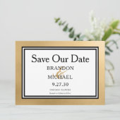 LGBTQ モダンゴールド 結婚式 Save The Date セーブザデート (スタンド正面)