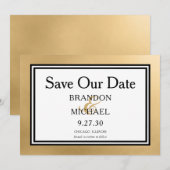LGBTQ モダンゴールド 結婚式 Save The Date セーブザデート (正面/裏面)