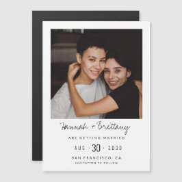 LGBTQ モダン フォト マグネット式 日付未定の結婚式招待状 マグネット招待状