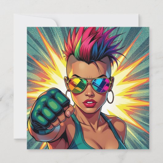 LGBTQ+モホークのレディ空白の カード (正面)