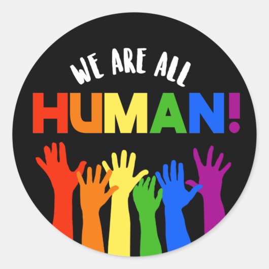 LGBTQ+ライツ我々はすべて人間である ラウンドシール (正面)