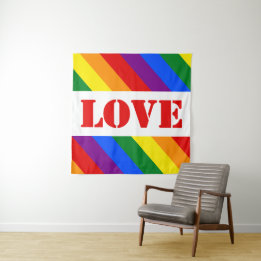 LGBTQ+レインボーストライプフラグプライド月 –  タペストリー