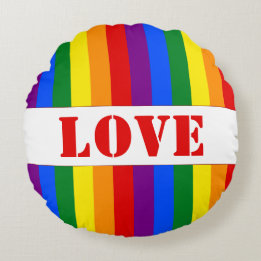 LGBTQ+レインボーストライプフラグプライド月 –  ラウンドクッション