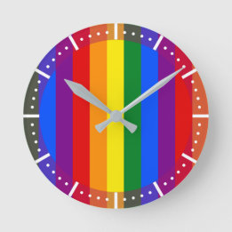 LGBTQ+レインボーストライプフラグプライド月 –  ラウンド壁時計