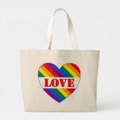 LGBTQ+レインボーフラッグプライド月のラブハート- ラージトートバッグ (裏面)