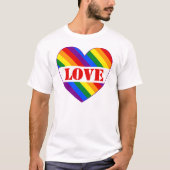 LGBTQ+レインボーフラッグプライド月のラブハート- Tシャツ (正面)