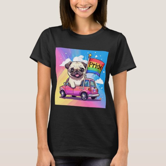 LGBTQ レインボープライド パグ Tシャツ (正面)