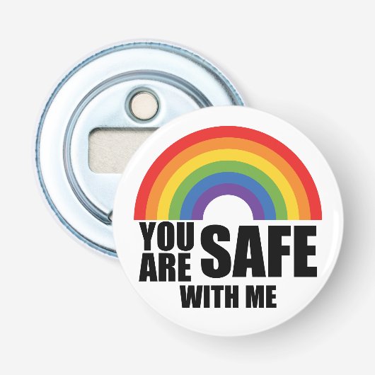 LGBTQ レインボープライド You Are Safe With Me 栓抜き (正面)