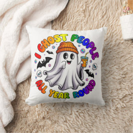 LGBTQ レインボー おもしろハロウィン – 私は人を幽霊のように扱う クッション