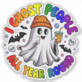 LGBTQ レインボー おもしろハロウィン – 私は人を幽霊のように扱う シール (正面)