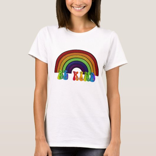 LGBTQ レインボー ポジティビティ Be Kind Tシャツ (正面)
