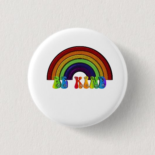 LGBTQ レインボー ポジティブ Be Kind 缶バッジ (正面)