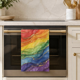 LGBTQ レインボー マーブル キッチンタオル