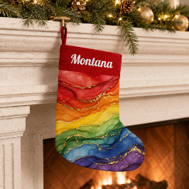 LGBTQ レインボー マーブル スモールクリスマスストッキング