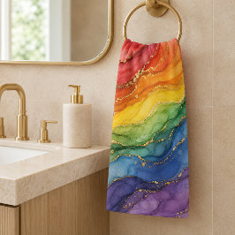 LGBTQ レインボー マーブル バスタオルセット