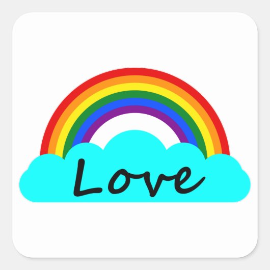 LGBTQ+ レインボー ラブ スクエアシール (正面)