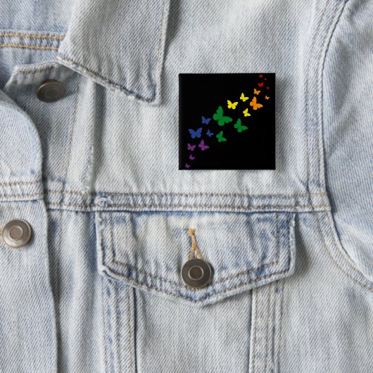 LGBTQ レインボー 蝶々 トレイル 缶バッジ (インサイチュ)