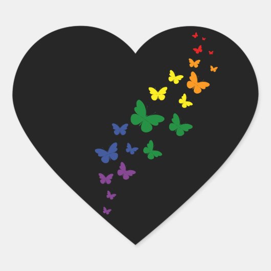 LGBTQ レインボー 蝶 トレイル ハートシール (正面)