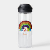 LGBTQ レトロ優しい虹ポジティブ ウォーターボトル (背面)