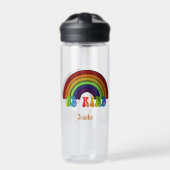 LGBTQ レトロ優しい虹ポジティブ ウォーターボトル (正面)