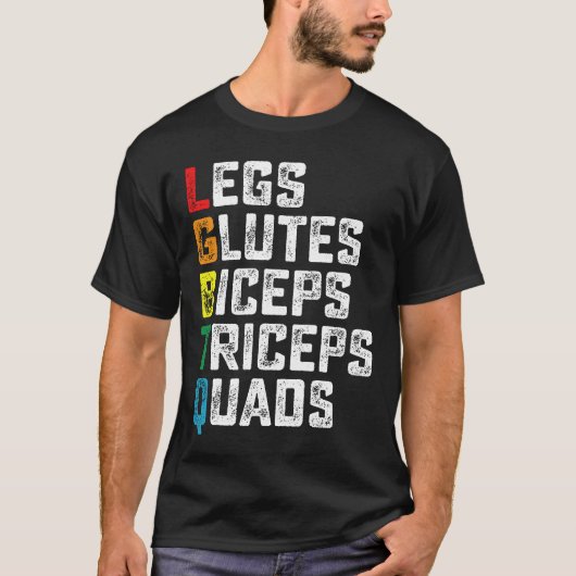 LGBTQ 下半身 二の腕 三頭筋 大腿四頭筋 面白いジム Tシャツ (正面)