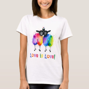 〜LGBTQ 二匹の虹色の羊 Love Is Love〜 Tシャツ