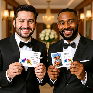 LGBTQ+写真付きレインボーロブバード 招待状