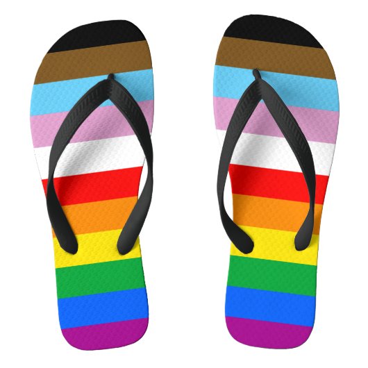 LGBTQ+ 包括的プライドフラグ ビーチサンダル (フットベッド)