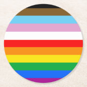 LGBTQ+ 包括的プライドフラグ ラウンドペーパーコースター (正面)