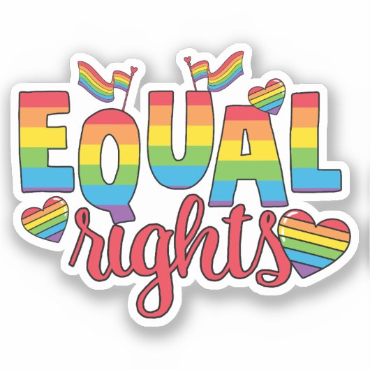 LGBTQ – 同等の権利 – レインボーカラー シール (正面)