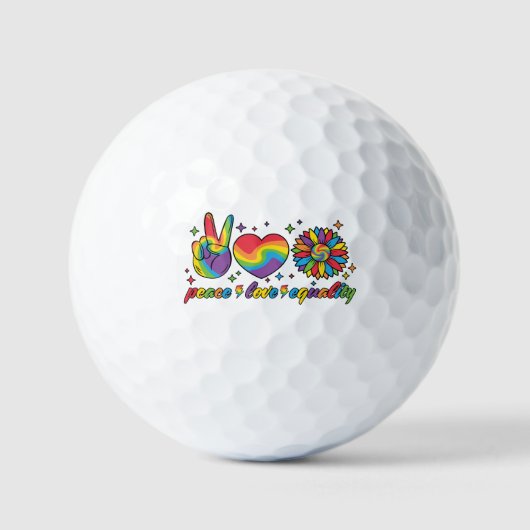 LGBTQ – 平和、愛、平等 ゴルフボール (正面)
