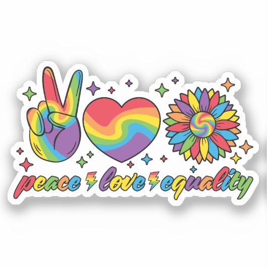 LGBTQ – 平和、愛、平等 シール (正面)